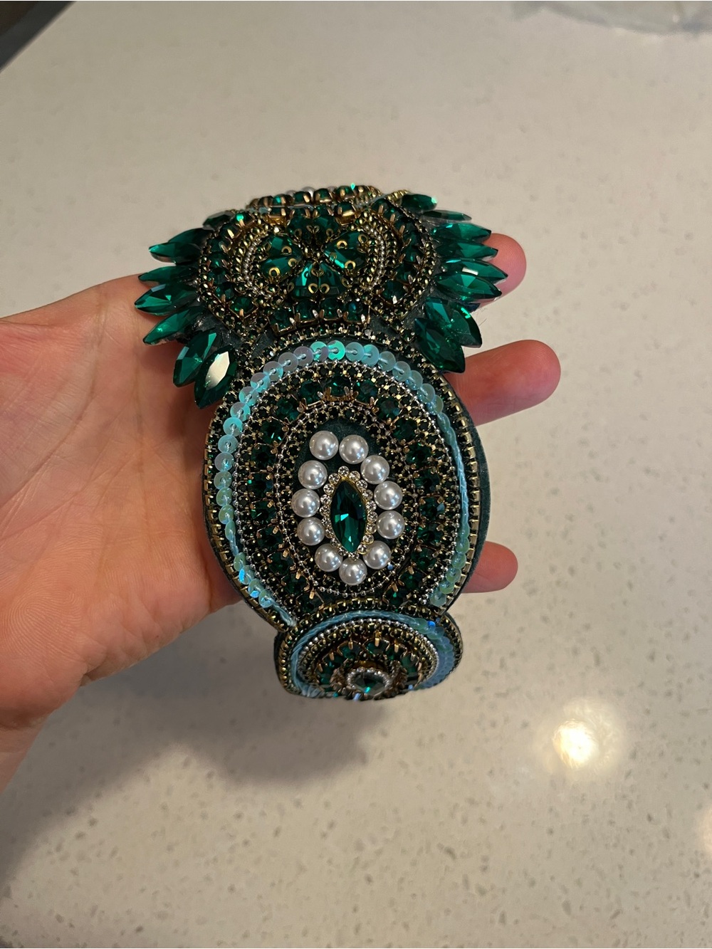 Crystals and faux Pearls Embellished Statement Headband - Picture 3 of 6